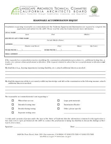 reasonable accommodation request form